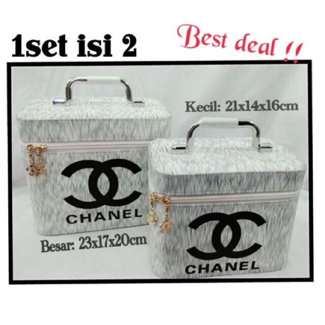FREE ONGKIR Tas kosmetik Chanel tebal / box kosmetik / tempat kosmetik set 2 in 1 best deal