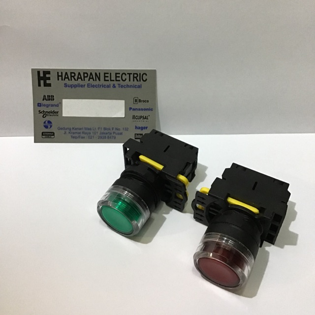 PUSH BUTTON LAMPU NO NC E22 merah NC / hijau NC