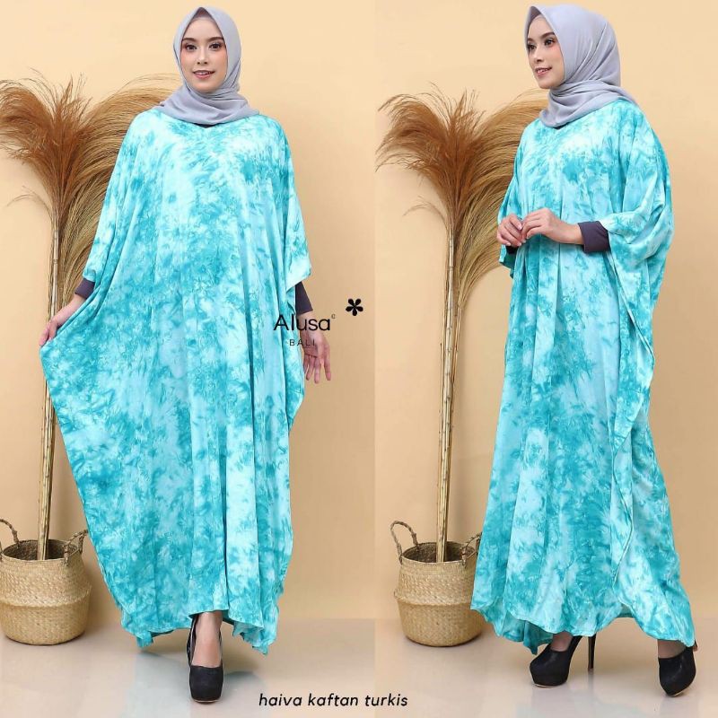 Kaftan Haiva Turqiss / Baju kelelawar / Kaftan Rayon adem high Quality Original Bali by Alusa