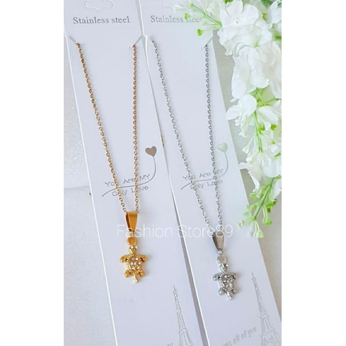 Kalung Kura-kura import Fashion unik titanium gold silver antikarat antialergi import