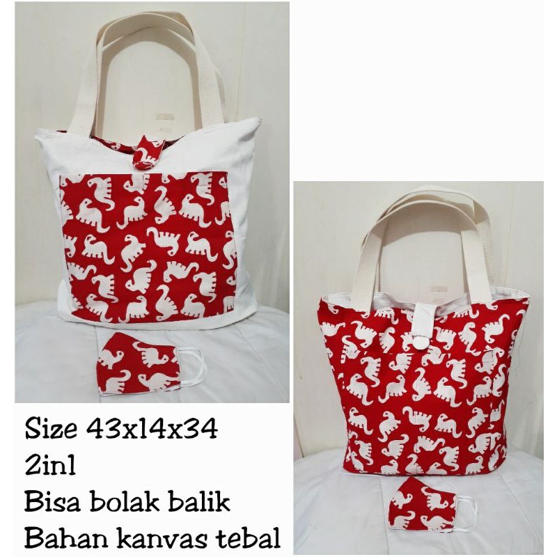 Tas Totebag Batik Bolak - Balik, Free Masker