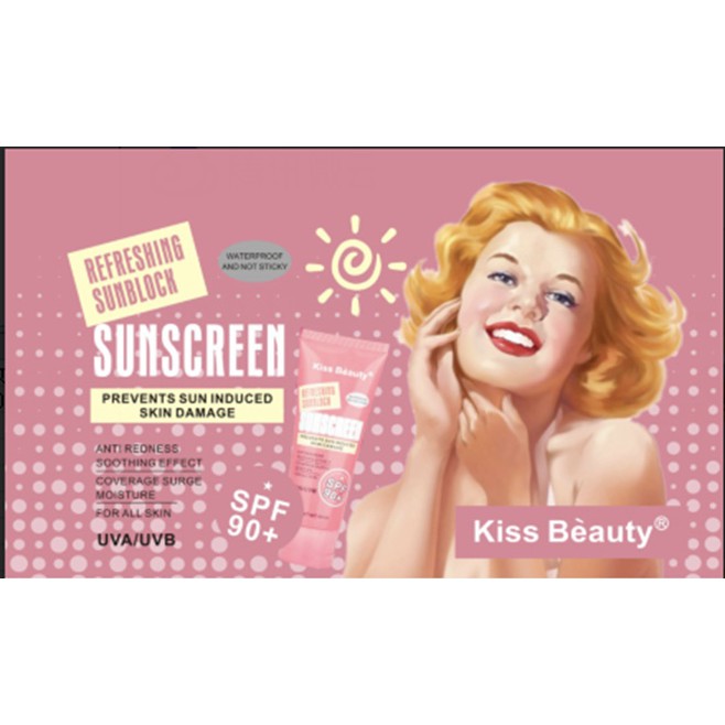 KISS BEAUTY SUNSCREEN SUNBLOCK SUN SCREEN BLOCK UV A B SPF 90 KULIT 80s SKIN PROTECTION ULTRAVIOLET