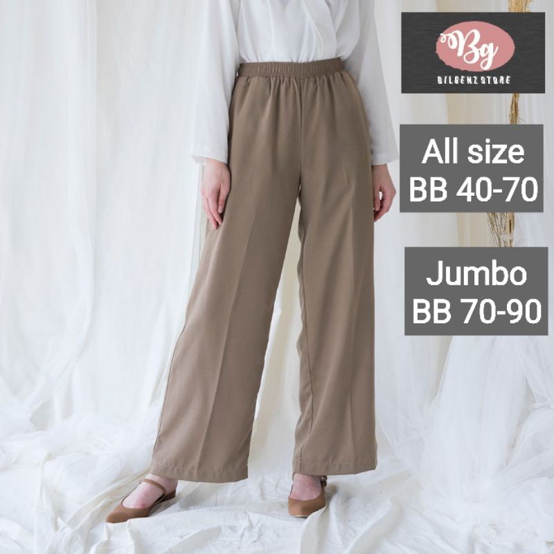 Loose Pants Trouser Highwaist Celana Kulot Wanita Jumbo