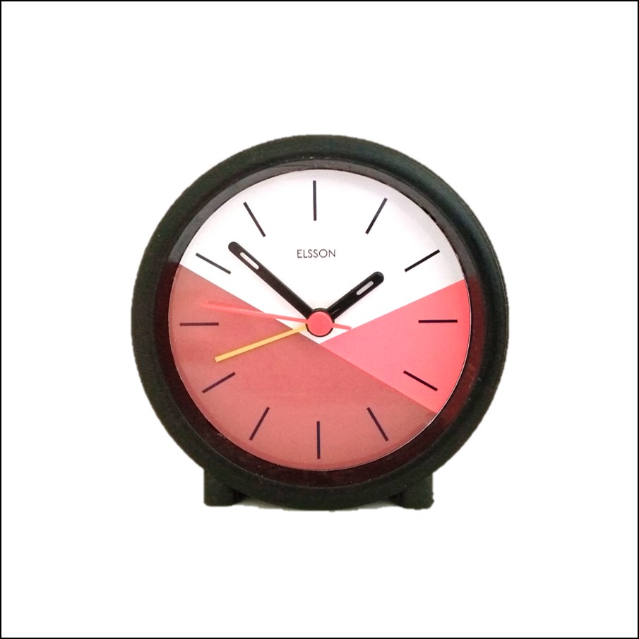 Jam Weker Dekorasi Meja Elsson Minimalis Alarm Clock Warna Hitam Free Baterai