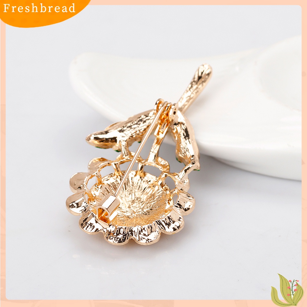 [Fresh] Bros Pin Kerah Motif Bunga Matahari Enamel Hias Berlian Imitasi Berkilau untuk Wanita