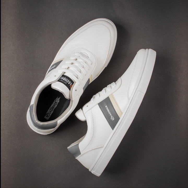 FLAZHBACK WHITE GREY - Sepatu Sneakers Pria Casual Original - Snekers Pria