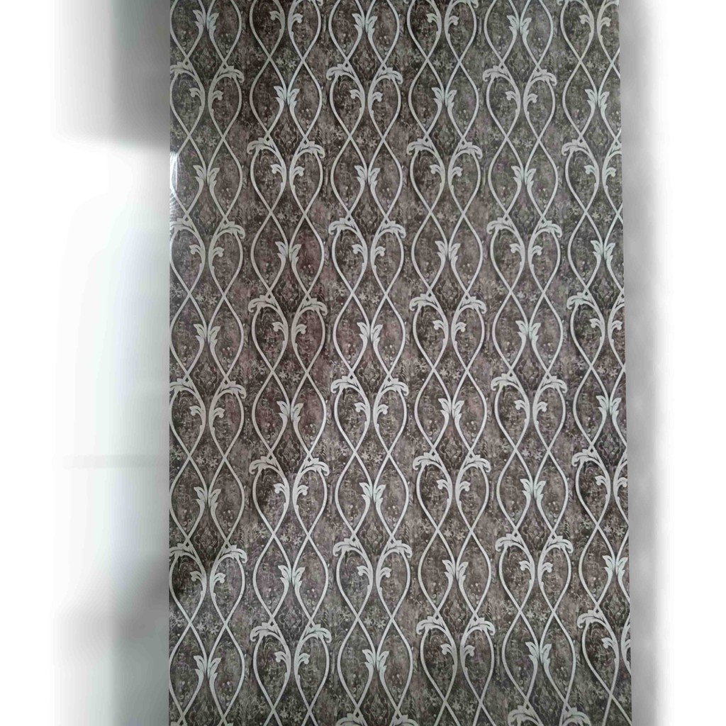 Motif Ulir Tralis Coklat Elegan / Wallpaper Stiker Dinding 10 Meter x 45 Cm / Bahan PVC Anti Air