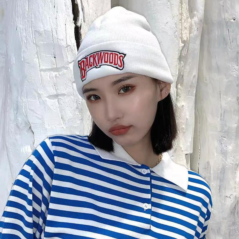 Topi beanie Rajut Motif Bordir Bahan Katun Gaya Kasual Untuk Pria Dan Wanita