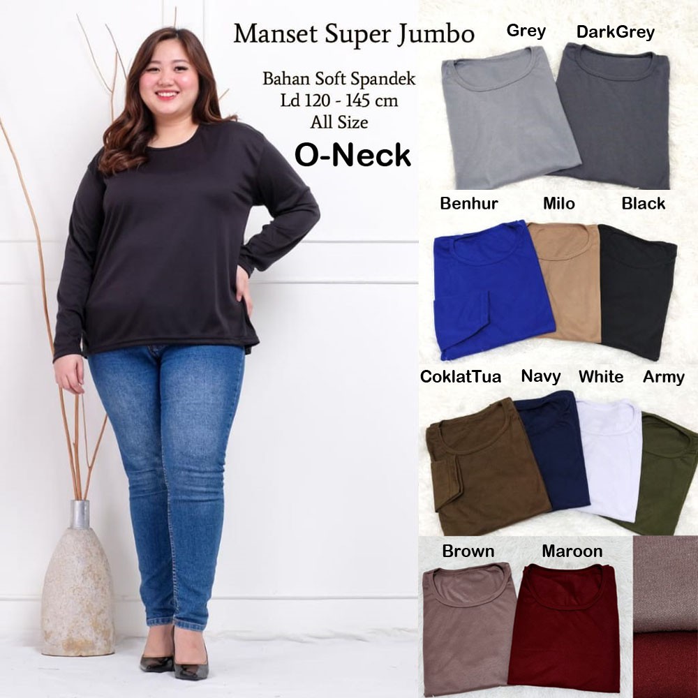 BIGCLO - (COD) LD 120-145cm Manset Jumbo Atasan Wanita Lengan Panjang Bigsize Oversize Bahan Spandex