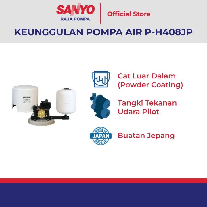 SANYO P-H408JP / PH408JP Mesin Pompa Air Sumur Dangkal Otomatis Made in JAPAN