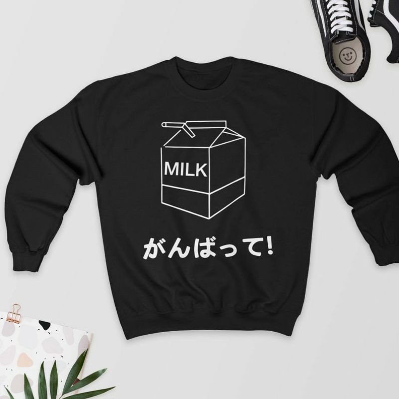 S - XXXXXL(6XL) Sweater Cute Milk JAPANESE Sweatshirt BIGSIZE Crewneck Japan Oblong JUMBO Cute Milk