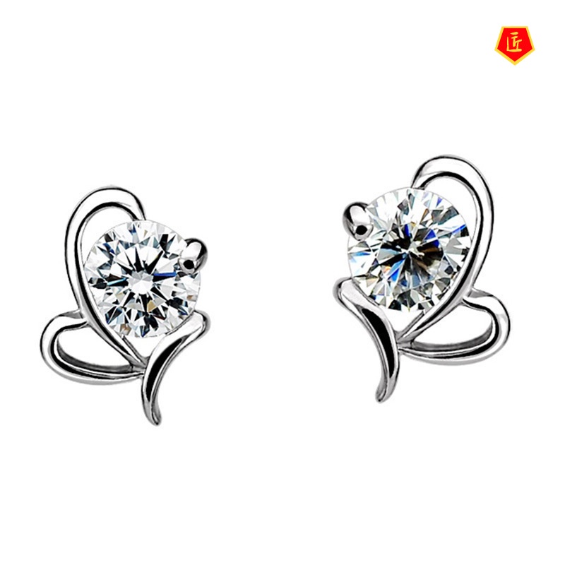 [Ready Stock]Women's Creative Heart-Shaped Diamond Study Earrings