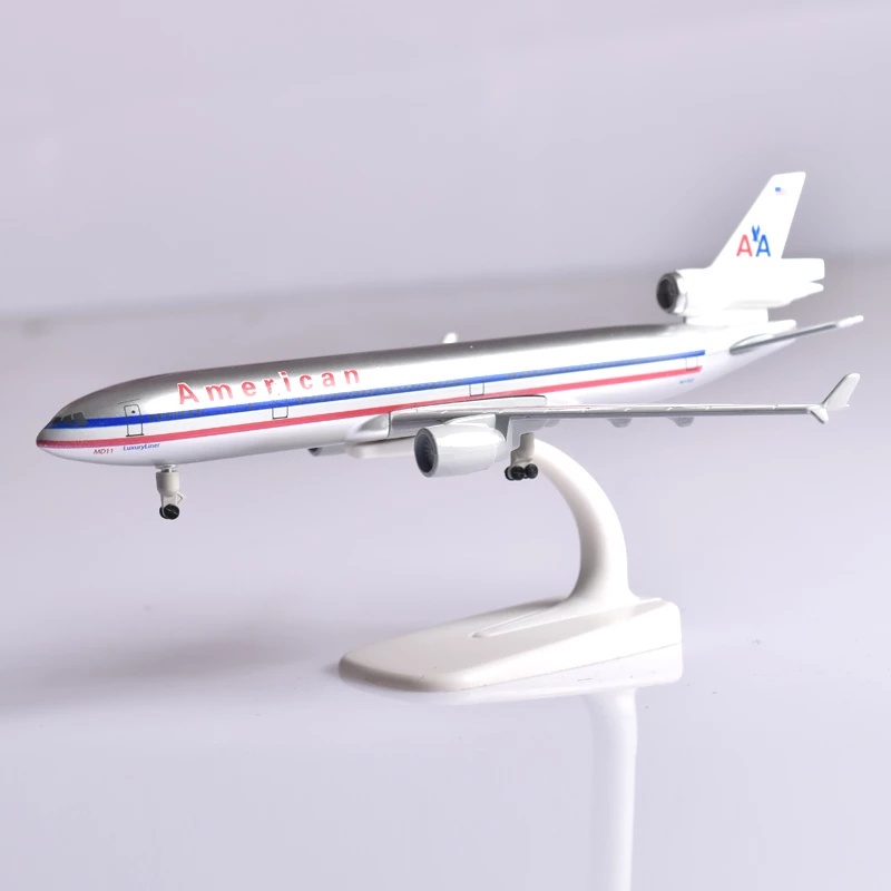 Md-11 KLM Mainan Pesawat Terbang Amerika Kargo Airlines Diecast MD11 Bahan Alloy Dengan Roda Pendaratan