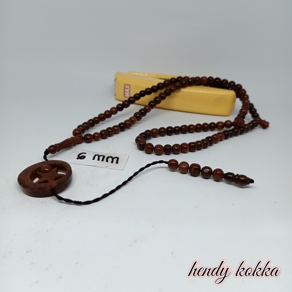 5pcs tasbih 99 kokka kaukah bulan bintang 6mm coklat