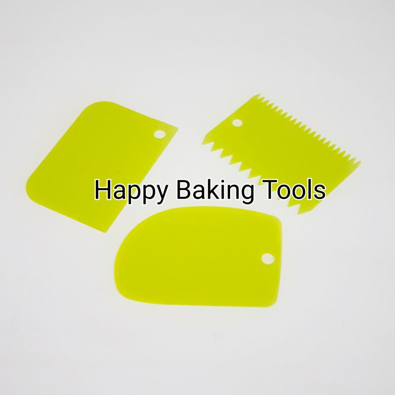 Scraper kue set 3pcs, scraper kue plastik import, dough cutter import, scrapper dekorasi kue
