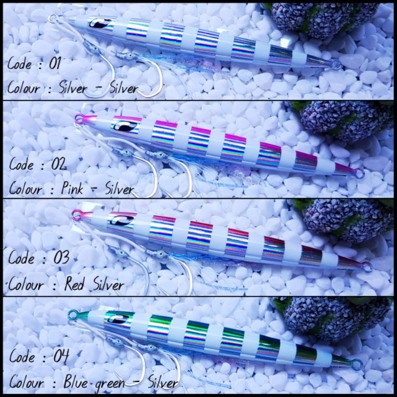 20 Motif Metal Jig PebbleStick 150-350 gram