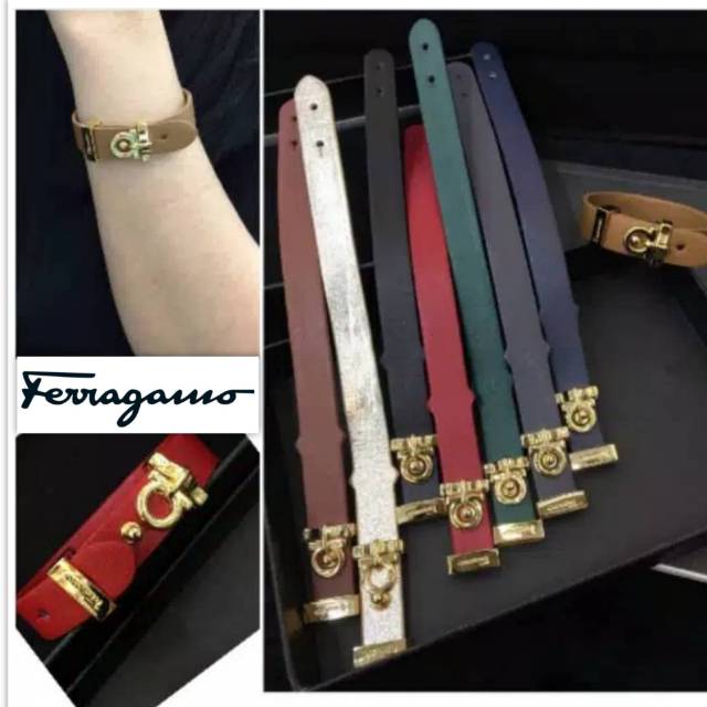 Promo Gelang kulit Motif ferragamooo import bahan kulit