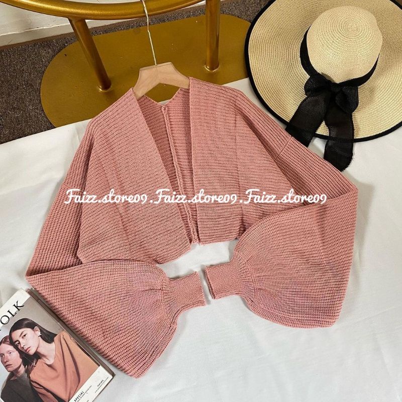 OVERSIZE CROP Tangan Balon Cardigan Rajut wanita/Outer Knit Tangan balon PREMIUM/CROP CARDI Balon store09 Murah