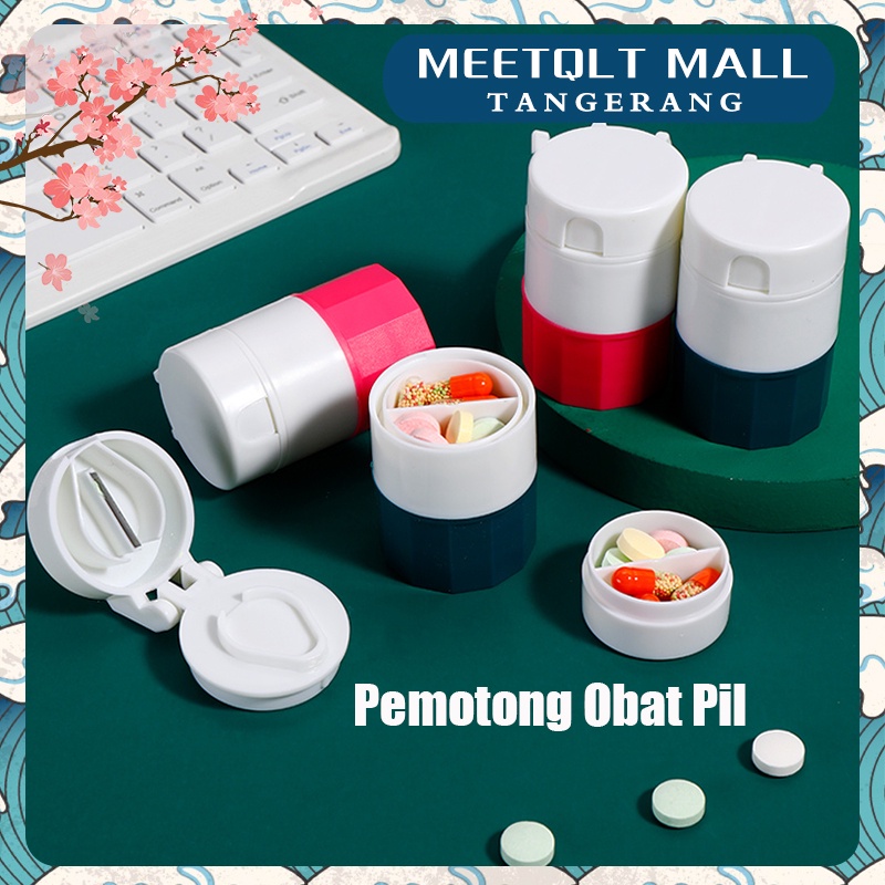 ★4 in1★ Pemotong Obat Pil/Kotak Tempat Obat/Pill Tablet Cutter/Alat Pemotong Penumbuk Penghancur