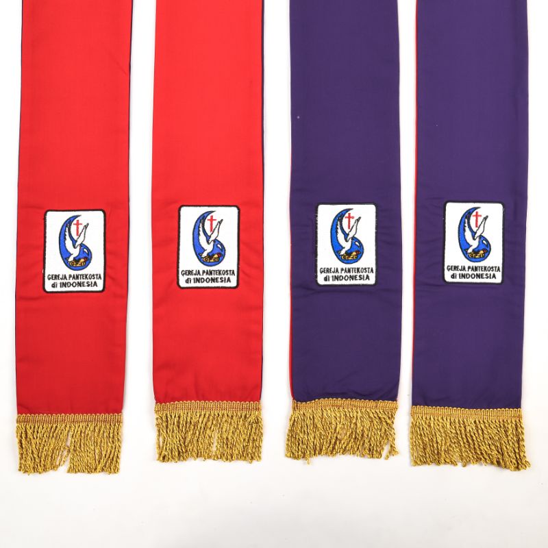 GPdI -  Stola Merah Ungu Bordir - Cotton Tropical - Jos Miracle Bandung - Miracle - JMB