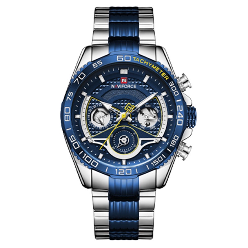JAM TANGAN NAVIFORCE 9185 M1 ST LA MEN - STAINLESS STEEL - BLUE NAVIFORCE ORIGINAL 9185 JAM NAVIFORC