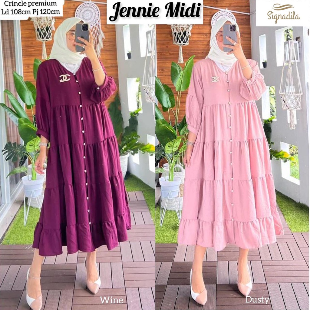 Jennie Midi Dress/Baju Wanita/Gamis/Baju Wanita