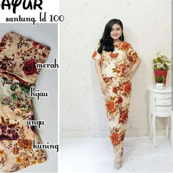BIG SALE!! (qrr-288) Setelan celana malika sayur  kancing depan busui bumil