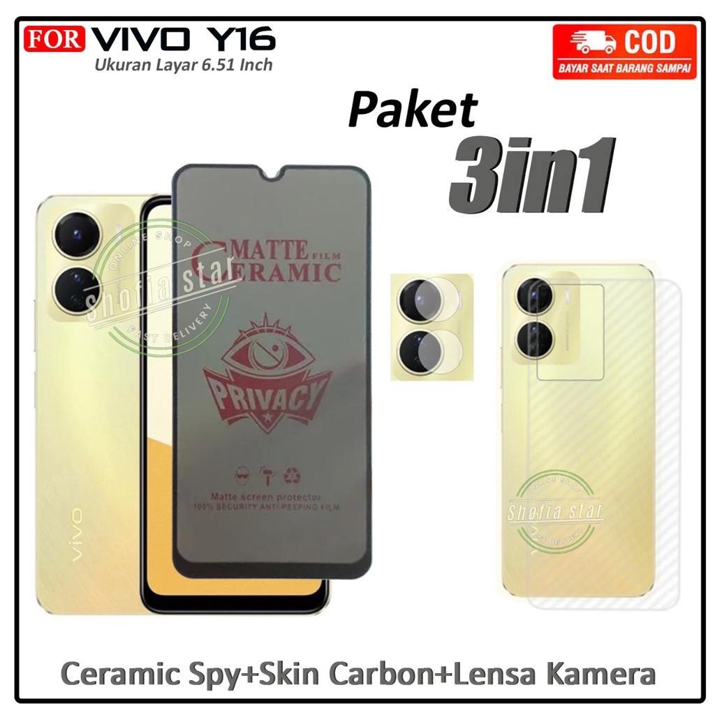 Promo 3in1 Tempered Glass bening Vivo Y16 Y35 Y36 Y91 Y93 Y95 Y91c Y1s Anti Gores Kaca Full Cover