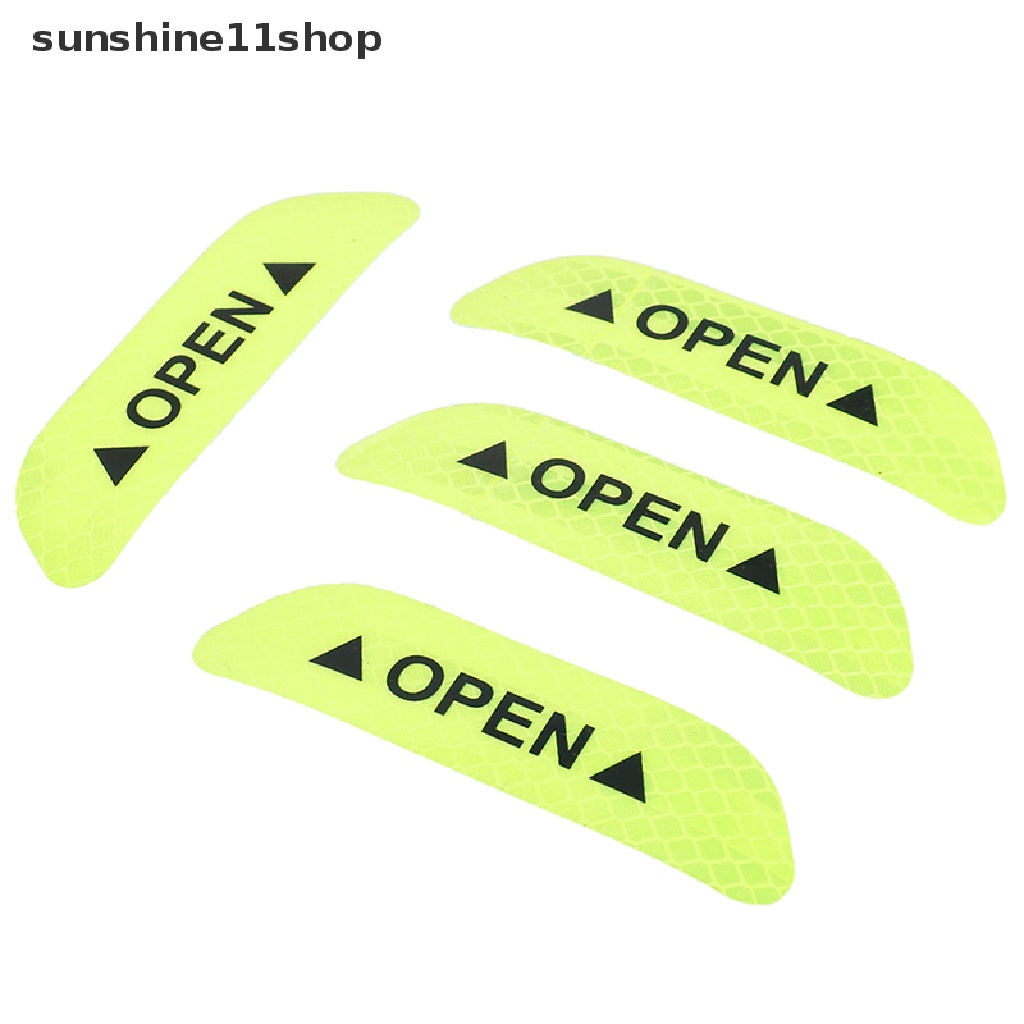 Sho 4pcs Stiker tape Reflektor Warna Hijau Fluorescent Untuk Pintu Mobil