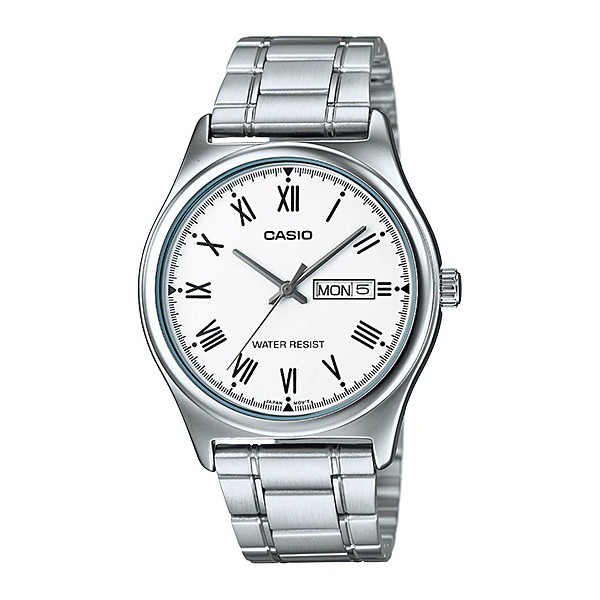 Casio General MTP V006D-1B / MTP-V006D-1B2 7B Jam Tangan Pria Analog Rantai Stainless Steel Silver