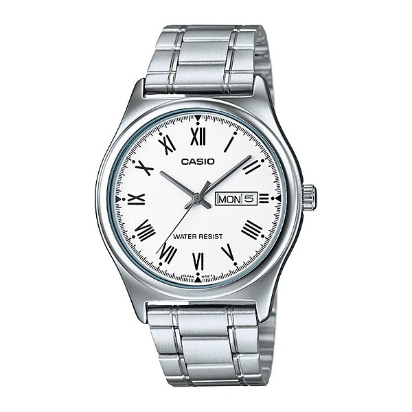 Casio Original MTP V006D-1B / MTP-V006D-1B2 7B Jam Tangan Pria Analog Rantai Stainless Steel Silver