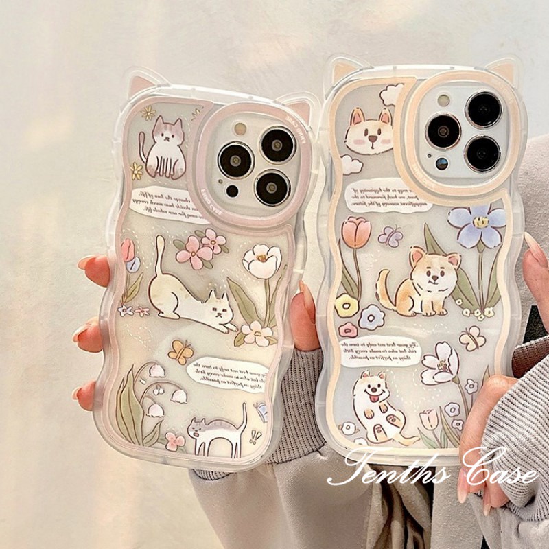 IPhone 14 13 12 11 Pro Max X XR Xs Max 8 7 6 6s Plus SE 2020 Soft Case Transparan Desain Telinga Kucing Untuk