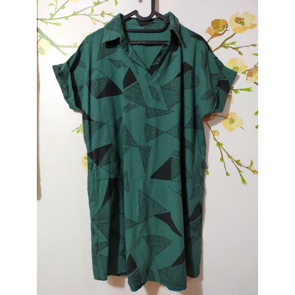 Dress Atasan Kerah Corak Motif Hijau Real Pict Foto Asli Baju Atasan Blouse Batik Kemeja Tanktop Dre