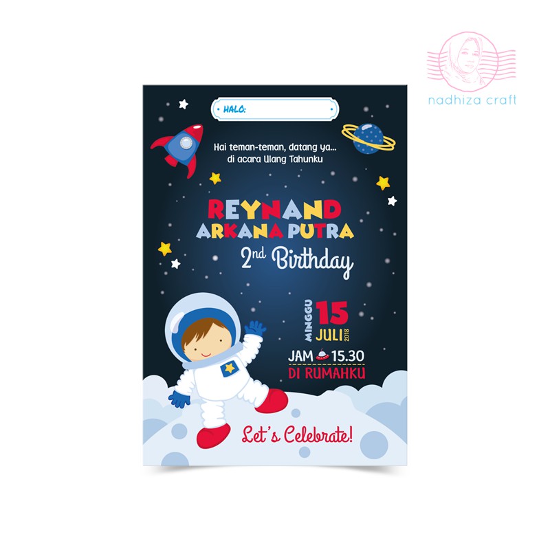 UNDANGAN ULTAH TEMA ASTRONOT RUSTIC