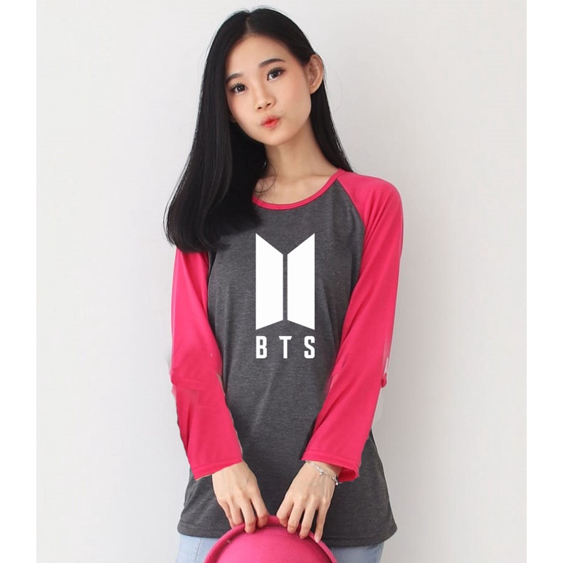 Kaos Raglan Abu Tua Lengan Panjang Gambar BTS