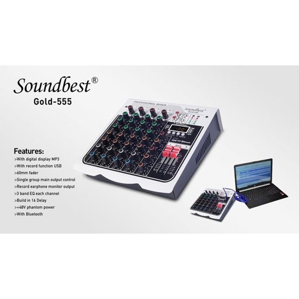 Mixer Soundbest GOLD-555 GOLD555 4 Channel Bluetooth - USB Interface