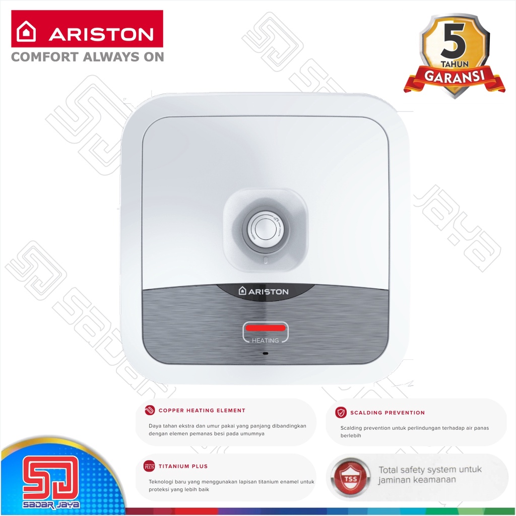 Ariston Andris 2 AN2 R 10 liter 200w Low Watt Kecil Water Heater Keluarga Pemanas Air Hangat Mandi Irit Listrik