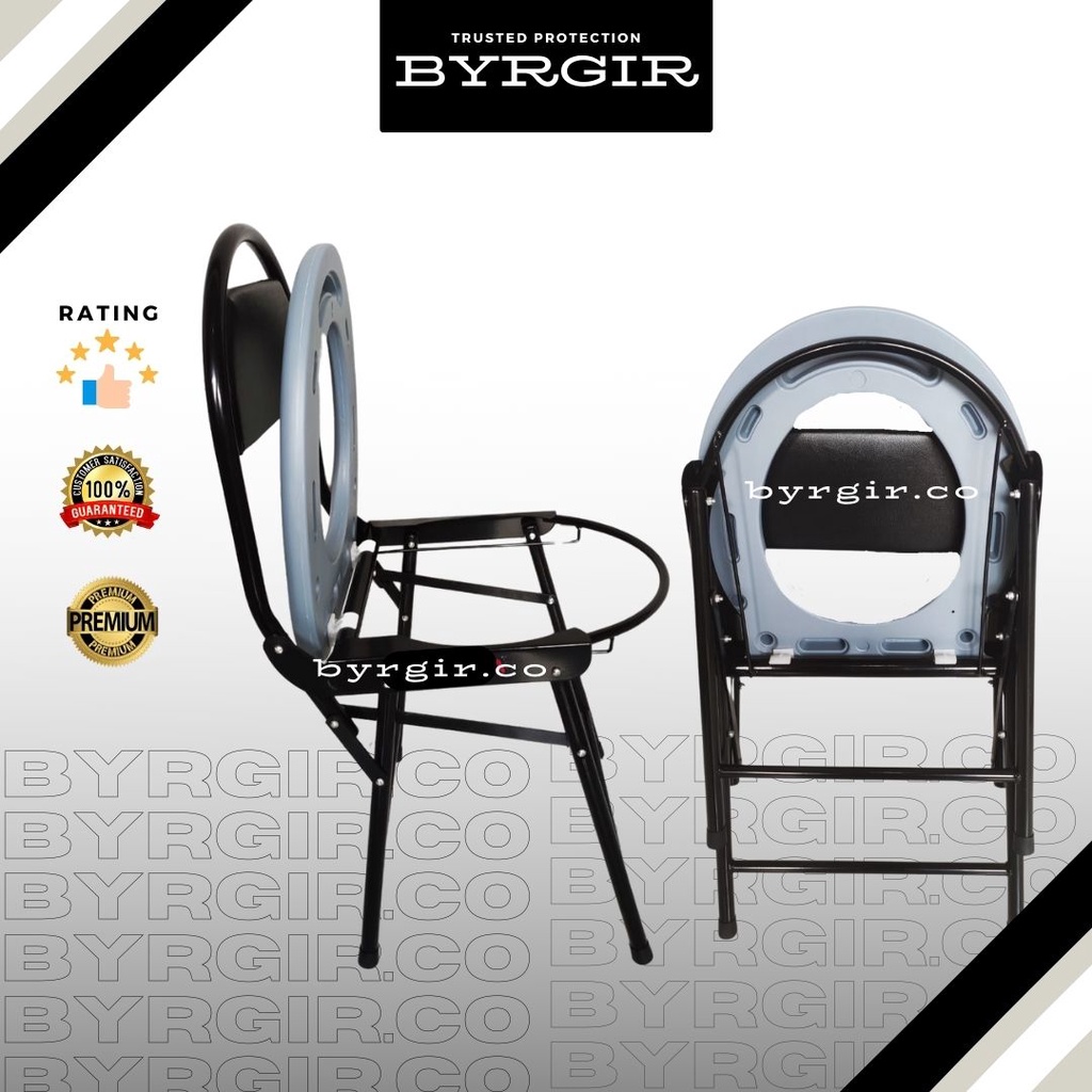 BYRGIR Kursi Toilet Duduk Bangku BAB/BAK Commode Chair Lipat Ringan Mini Lansia Portable Chair WC Tanpa Roda Praktis Good