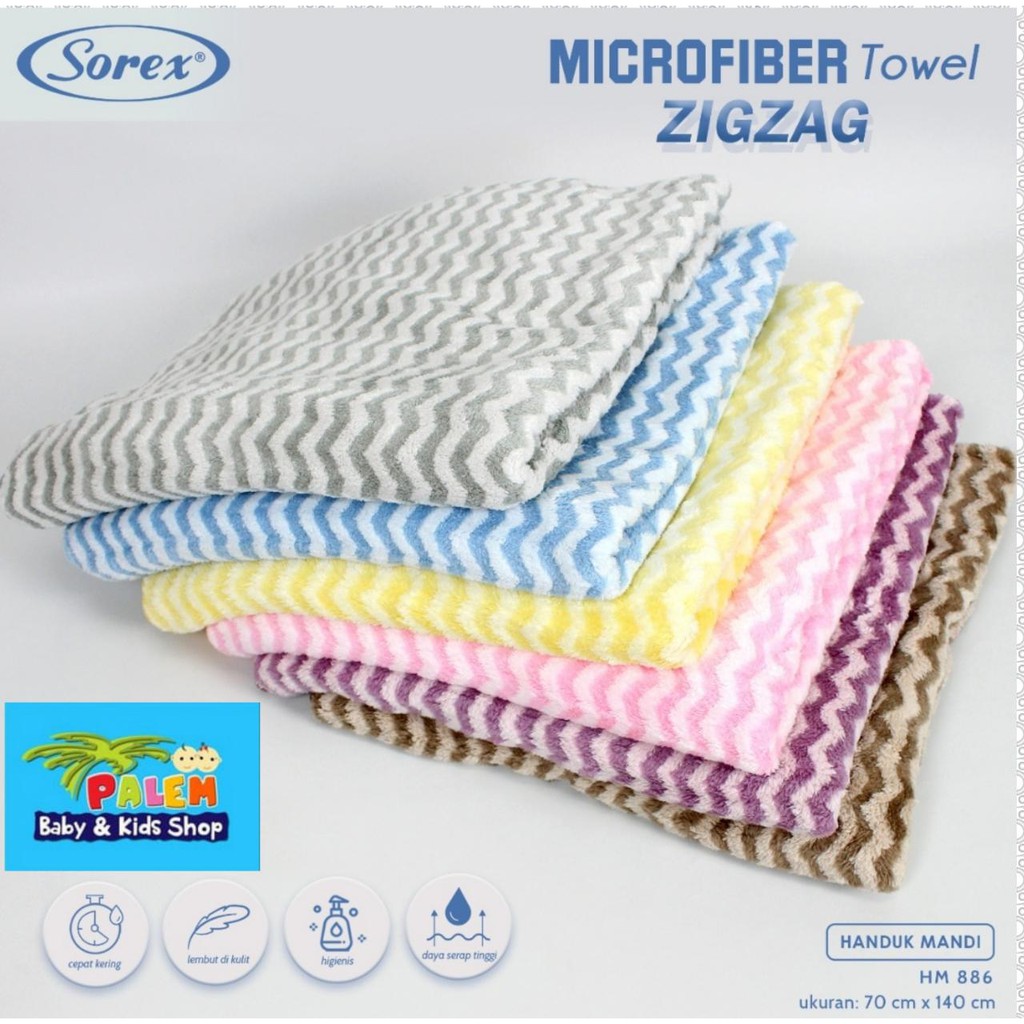 Sorex Microfiber Towel Handuk Mandi Motif Zigzag  HM 886 &amp; HM 891