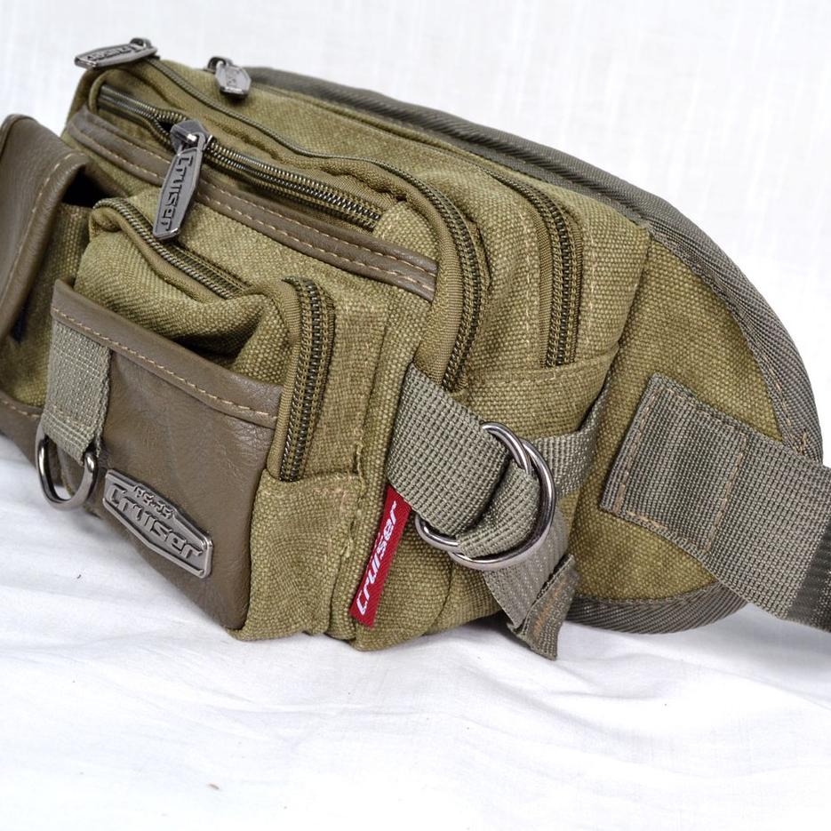 ♚ TAs pinggang pria kanvas - Waistbag pria import cruiser 7601-2 ➥