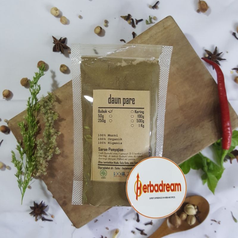 

250 GRAM BUBUK DAUN PARE PARIA MOMORDICA CHARANTIA BITTER MELON KUCUA TUDU PAE POWDER TEPUNG SERBUK