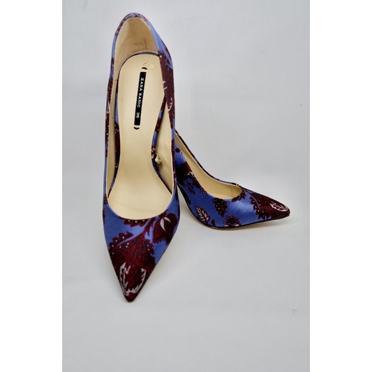Zara Basic Blue Flower High Heels ORI (second)