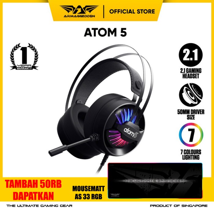 Armaggeddon 2.1 Headset Gaming Atom 5 [ 7 Colour Lightning ] - ATOM 5 ONLY