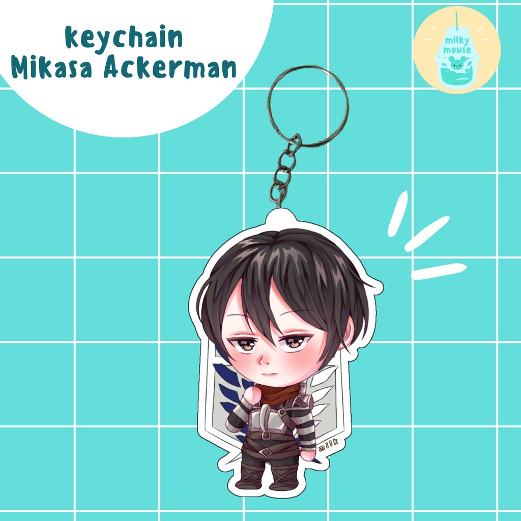 Keychain Mikasa Keyring Gantungan Kunci Mikasa ackerman AOT SNK