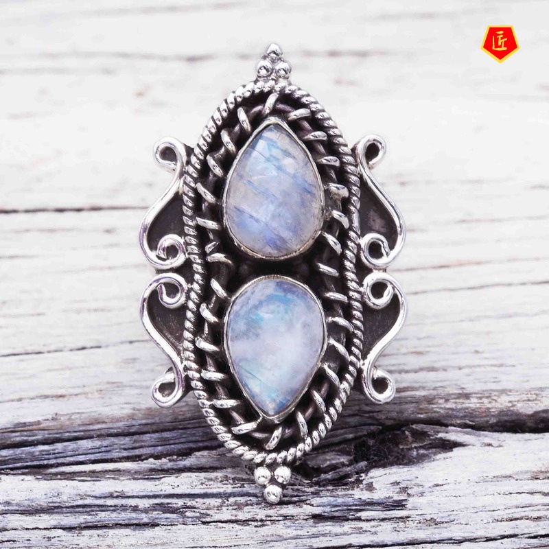 [Ready Stock]S925 Silver Vintage Moonstone Ring