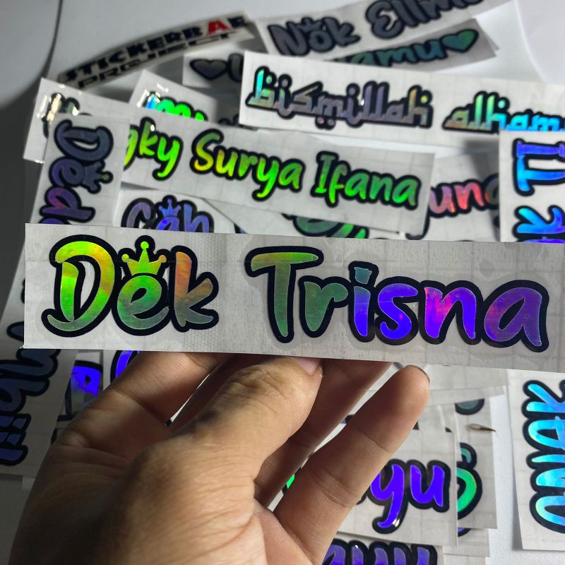 Sticker custom nama suka suka nama ig nama doi STIKER MOTOR HELM 1PCS