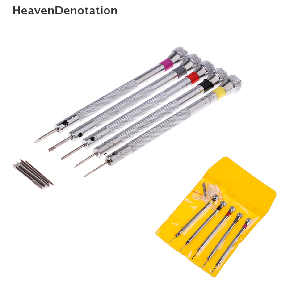 (Heavendenotation) 5pcs / Set Obeng Presisi 5 Kepala Pengganti Untuk Reparasi Jam Tangan / Perhiasan