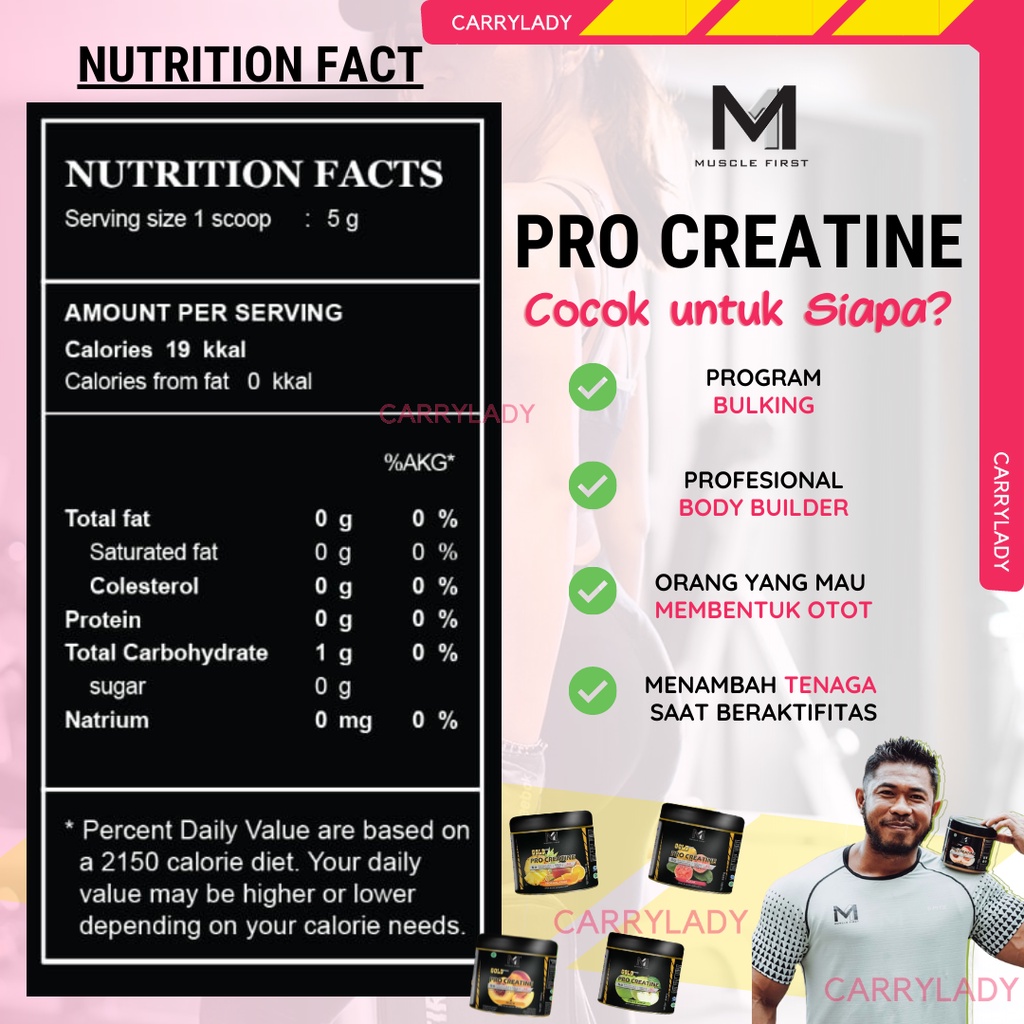 M1 MUSCLE FIRST PRO GOLD CREATINE MONOHYDRATE 300 GRAM MUCLEFIRST 300GR 60 SERVING PEMBENTUK OTOT