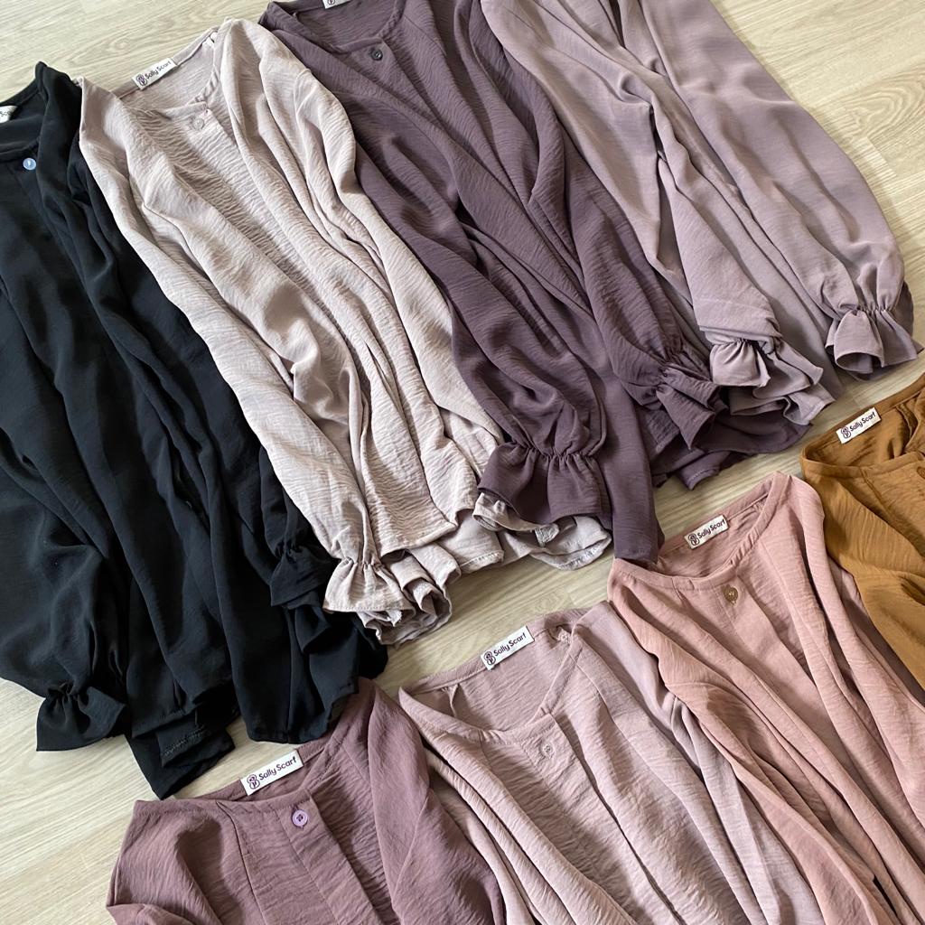 Anona crinkle airflow blouse wanita busui full kancing / oversized-8