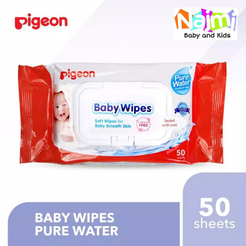 Pigeon Tissue Basah Pure Water 50's Sheets Flip Top / Tisu Baby Wipes